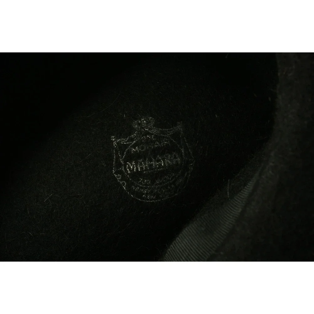 Vintage 1940s-50s Mahara Mohair Wool Bow Fedora Hat Black Union‎ Made in USA 6